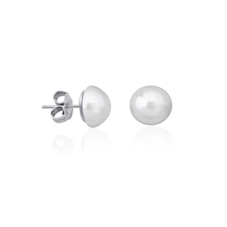 Pendientes Majorica Mujer Plata Baño Rodio Perla Blanca Mabé 10mm 16474.01.2.000.010.1