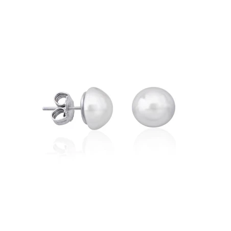 Pendientes Majorica Mujer Plata Baño Rodio Perla Blanca Mabé 10mm 16474.01.2.000.010.1