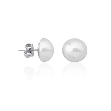 Pendientes Majorica Mujer Plata Baño Rodio Perla Blanca Mabé 12mm 16475.01.2.000.010.1