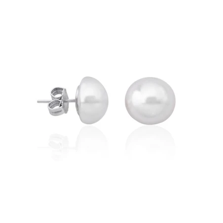 Pendientes Majorica Mujer Plata Baño Rodio Perla Blanca Mabé 12mm 16475.01.2.000.010.1