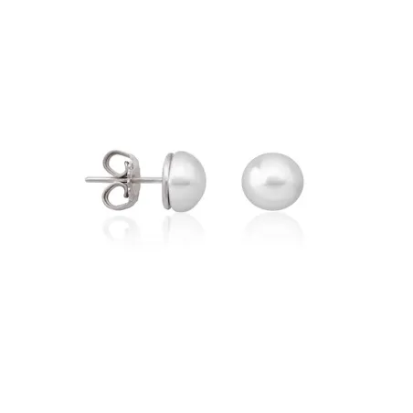Pendientes Majorica Mujer Plata Baño Rodio Perla Blanca Mabé 8mm 16473.01.2.000.010.1