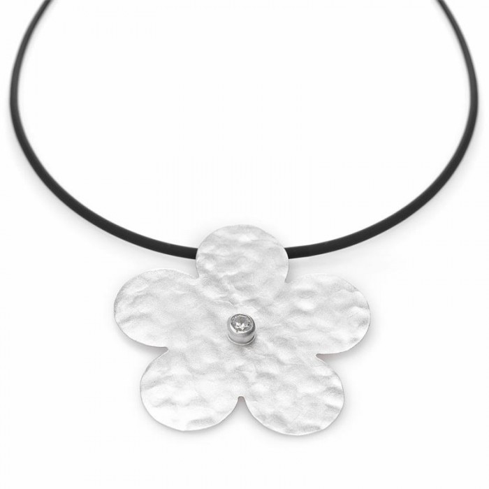 Gargantilla Salvatore Mujer Plata Baño Rodio Flor circonita 68C0090