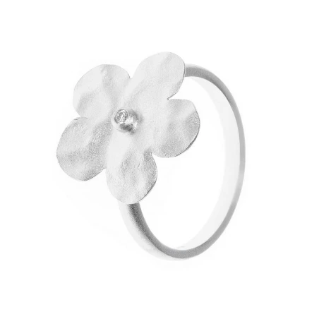 Anillo Salvatore Mujer Plata Baño Rodio Flor y Circonita 68S0038/12