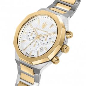 Reloj Maserati Stile Hombre Plateado y Dorado Cronógrafo R8873642009 2