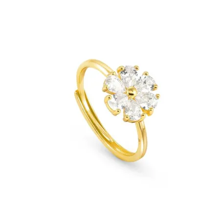 Anillo SWEETROCK ed. NATURE en plata 925 y circonitas (E) Flor Oro Amarillo