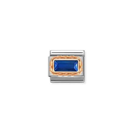 Composable Classic FACETADOS BAGUETTE MOLETEADO en acero y oro 9k AZUL