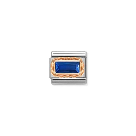 Composable Classic FACETADOS BAGUETTE MOLETEADO en acero y oro 9k AZUL