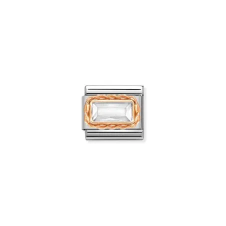 Composable Classic FACETADOS BAGUETTE MOLETEADO en acero y oro 9k BLANCO