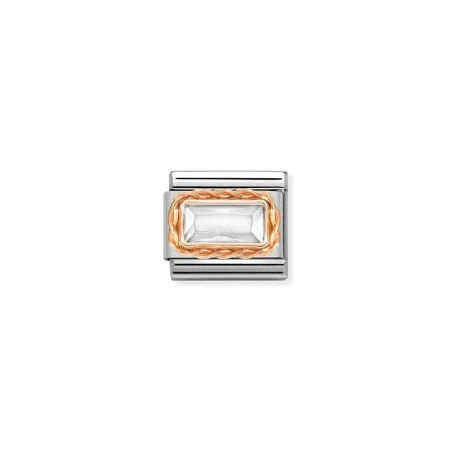 Composable Classic FACETADOS BAGUETTE MOLETEADO en acero y oro 9k BLANCO