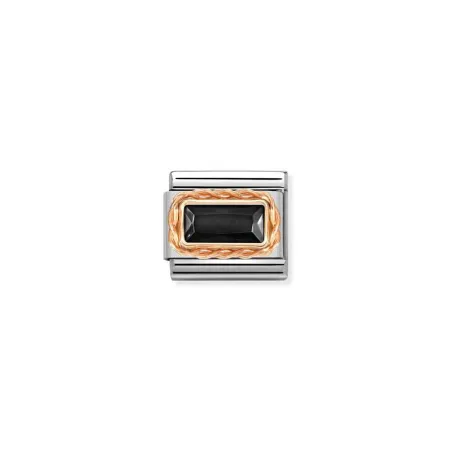 Composable Classic FACETADOS BAGUETTE MOLETEADO en acero y oro 9k NEGRO