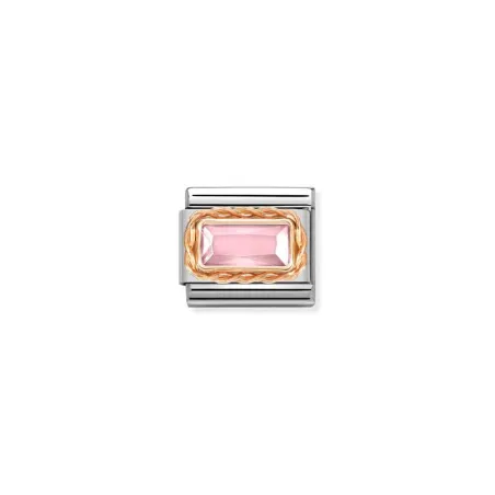 Composable Classic FACETADOS BAGUETTE MOLETEADO en acero y oro 9k ROSA