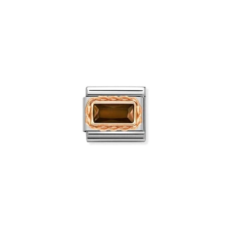 Composable Classic FACETADOS BAGUETTE MOLETEADO en acero y oro 9k SMOKEY