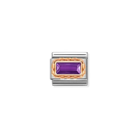 Composable Classic FACETADOS BAGUETTE MOLETEADO en acero y oro 9k VIOLETA