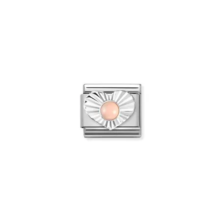 Composable Classic PIEDRAS, acero, CORAZON DIAMANTE en plata 925 CORAL ROSA