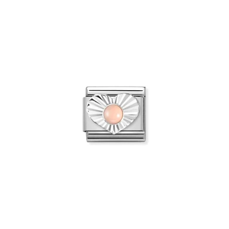 Composable Classic PIEDRAS, acero, CORAZON DIAMANTE en plata 925 CORAL ROSA