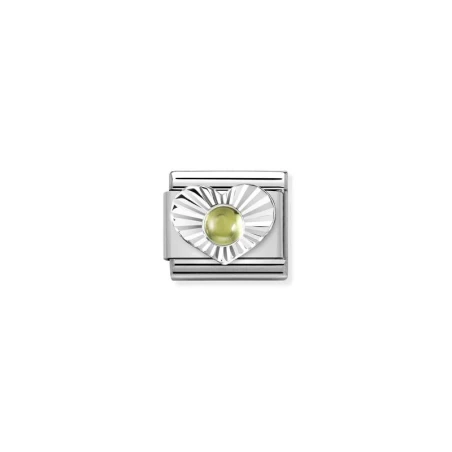 Composable Classic PIEDRAS, acero, CORAZON DIAMANTE en plata 925 PERIDOTO