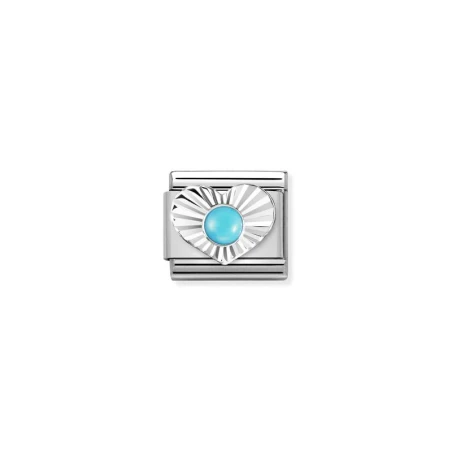 Composable Classic PIEDRAS, acero, CORAZON DIAMANTE en plata 925 TURQUESA
