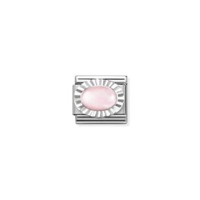 Composable Classic PIEDRAS, acero, OVAL DIAMANTE en plata 925 CUARZO ROSA