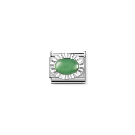 Composable Classic PIEDRAS, acero, OVAL DIAMANTE en plata 925 Venturina Verde