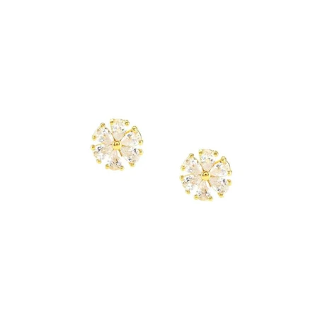 Pendientes SWEETROCK ed. NATURE en plata 925 y circonitas (E) Flor Oro Amarillo