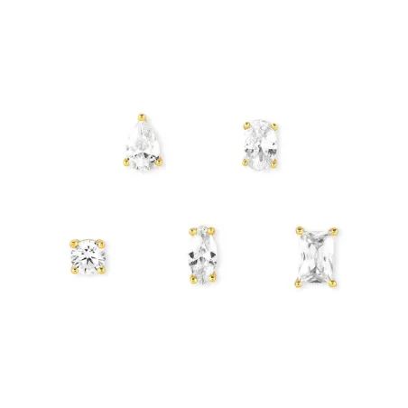 Set Pendientes COLOUR WAVE en plata 925 y circonitas (E) BLANCO ac. Oro amarillo