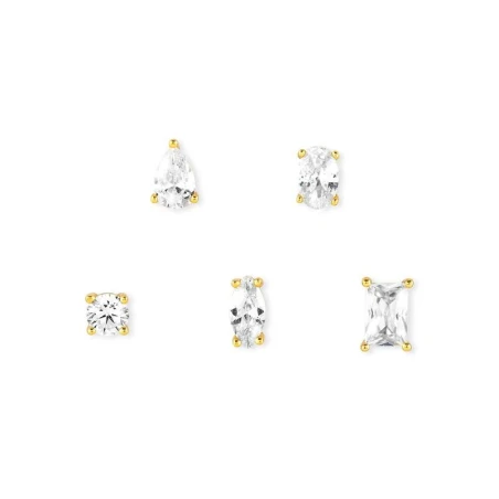 Set Pendientes COLOUR WAVE en plata 925 y circonitas (E) BLANCO ac. Oro amarillo