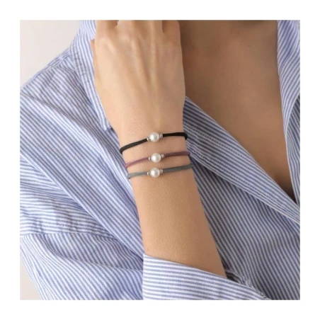 Pulsera Majorica Serena Mujer Elástica Gris y Perla 8mm 16595.01.2.000.010.1