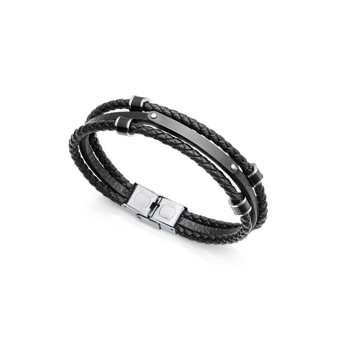 Pulsera Viceroy Fashion Beat Hombre Piel y Acero Negro 15146P01010