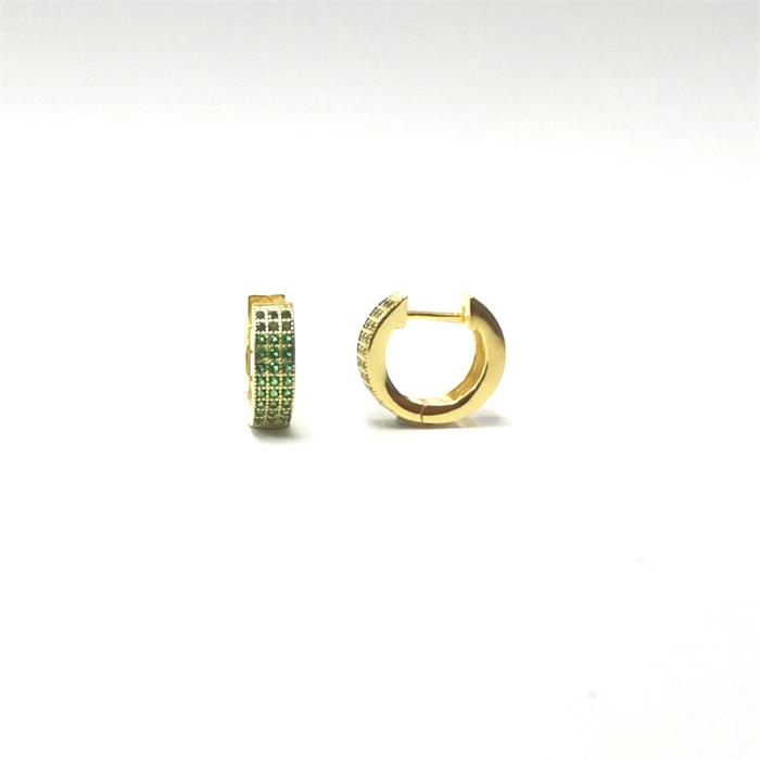 Pendientes Itemporality Serena Mujer Aro Plata Baño Oro y Circonitas Verde Esmeralda SEA-206-149-UU