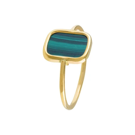 Anillo Itemporality Lux Oro Amarillo y Malaquita GRN-217-273
