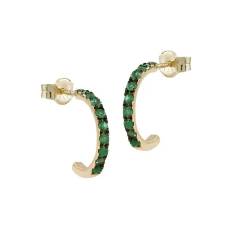 Pendientes Itemporality Lux Semi Aro Oro 18Kt y 10 Esmeraldas GEA-206-109-UU