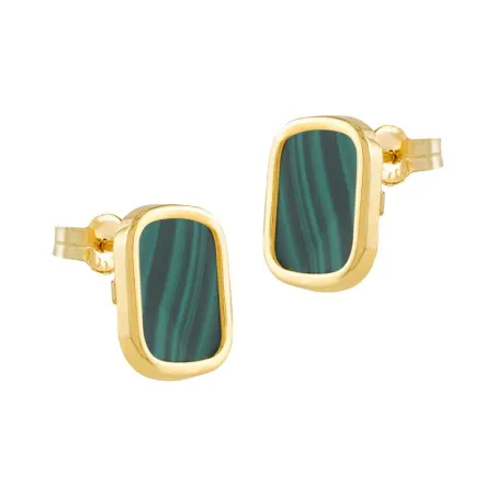 Pendientes Itemporality Lux Oro Amarillo 18Kt y Malaquita Rectangular GEA-217-148-UU