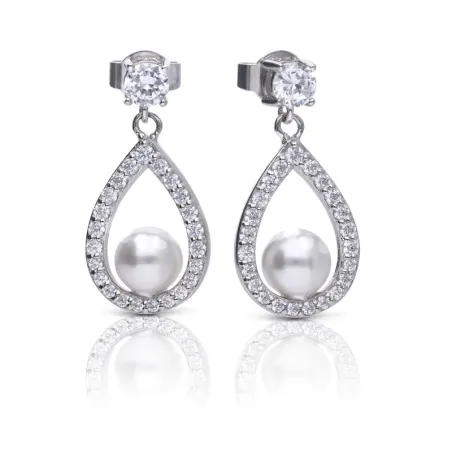 Pendientes Colgantes Diamonfire Bridal Plata, Circonitas y Perla 6214871111