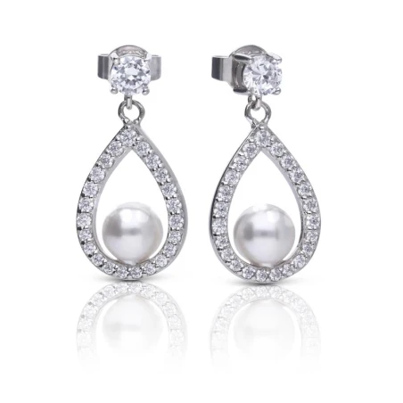 Pendientes Colgantes Diamonfire Bridal Plata, Circonitas y Perla 6214871111