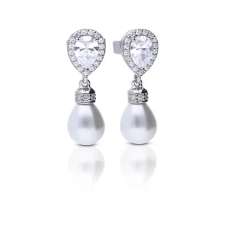 Pendientes Diamonfire Plata Trile Baño Circonitas y Perla 6221121082