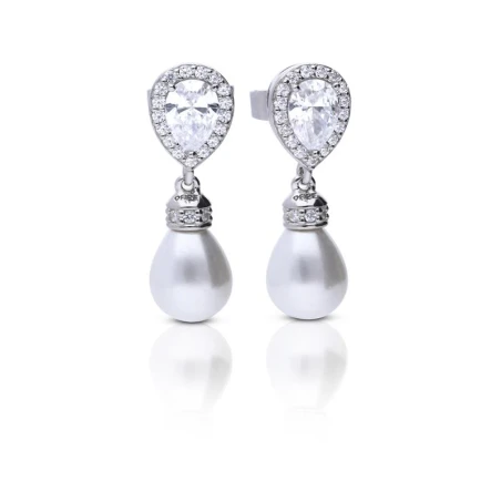 Pendientes Diamonfire Plata Trile Baño Circonitas y Perla 6221121082