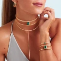 Chocker Agatha Paris Cleopatr Baño Oro y Circonita Verde 02680964-658-TU