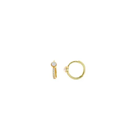 Pendientes Salvatore Mujer Aro Plata Baño Oro Circonitas y Perla 213A0409