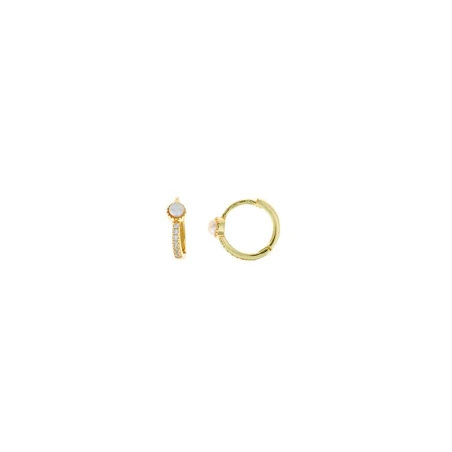 Pendientes Salvatore Mujer Aro Plata Baño Oro Circonitas y Perla 213A0409