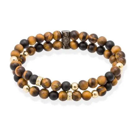 Pulsera Marina García Tao Plata Baño Oro, Ojo de Tigre y Onix 90310UD-2