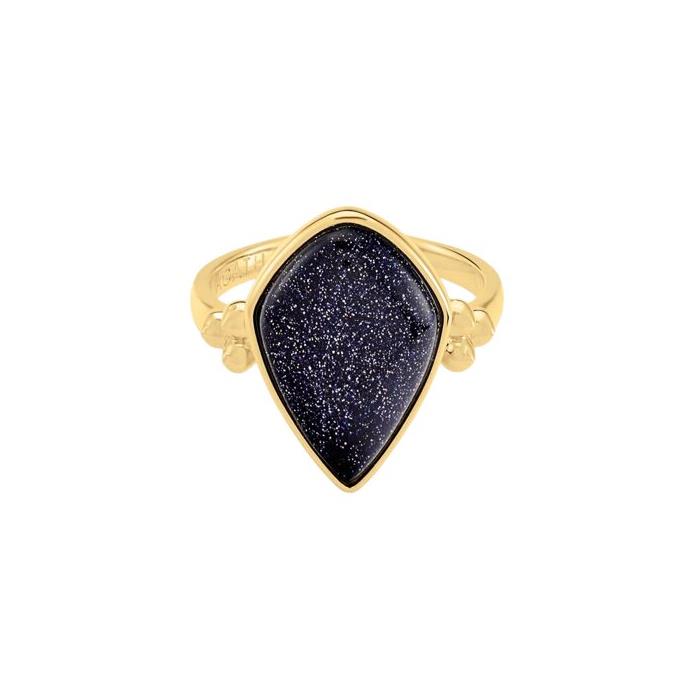 Anillo Agatha Paris Eclipse Baño Oro y Ojo de Gato Azul 02280241-109