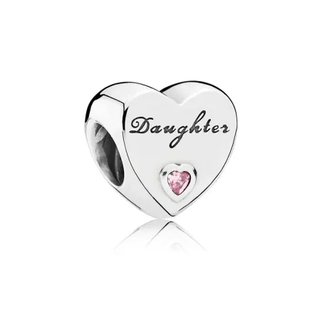 Charm de corazón Daughter en plata de ley y circonita cúbica rosa