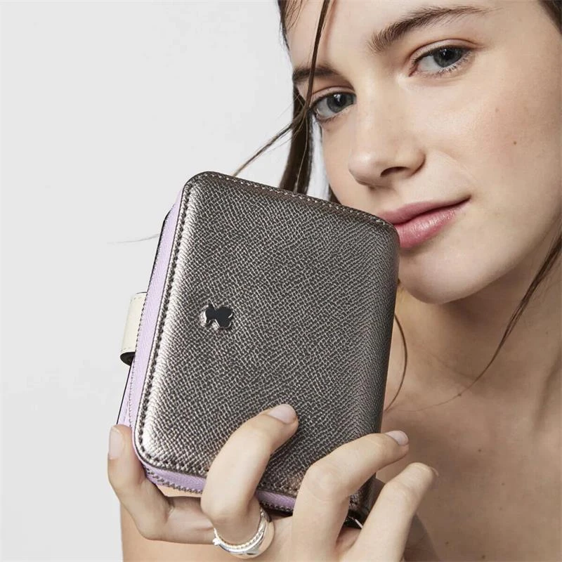 Billetera TOUS New Dubai Saffiano Plateada Pequeña 295901126