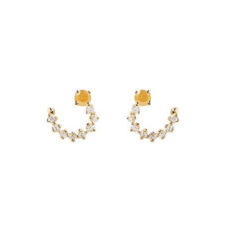 Pendientes PdPaola Villa Plata Baño Oro y Circonitas Amarilla y blancas AR01-558-U