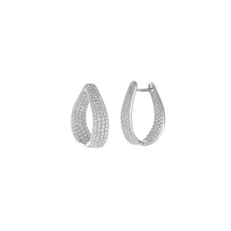 Pendientes Salvatore Óvalo Plata baño Rodio y Circonitas Blancas 252A0053