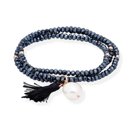 Pulsera Marina García Zen Azul Plata Baño Rosado y Perla Cultivada 90045UP