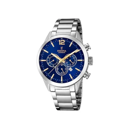 Reloj Festina Timeless Hombre Plateado y Azul Cronógrafo F20343/2