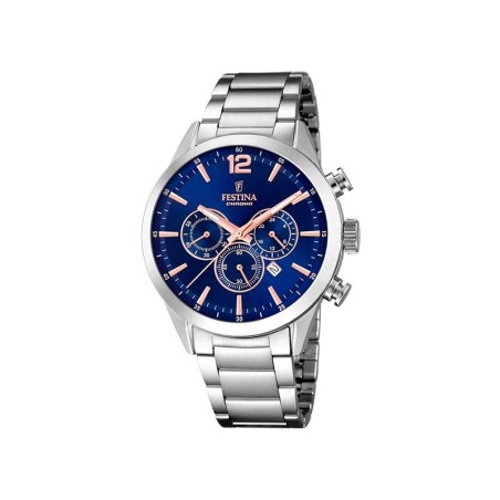 Reloj Festina Timeless Hombre Plateado y Azul Cronógrafo F20343/9