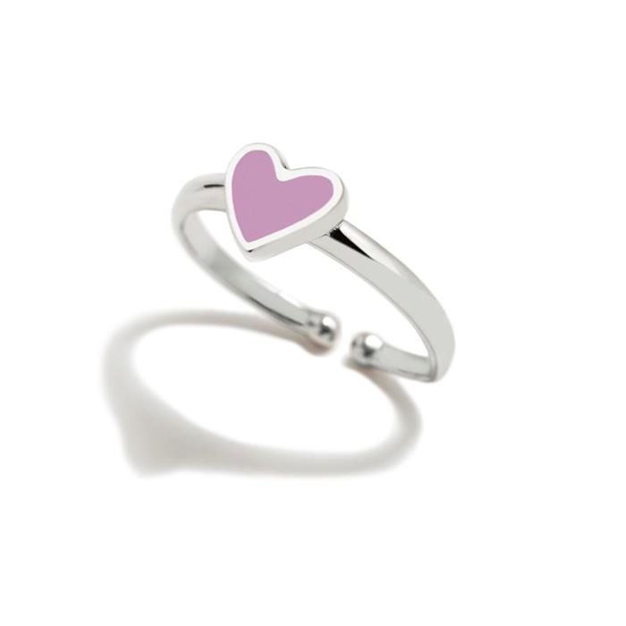 Anillo Agatha Ruiz de la Prada Corazón Plata Baño Rodio y Esmalte rosa 286SUP