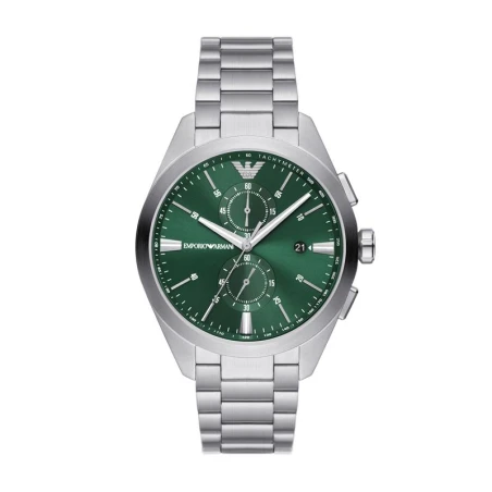 Reloj Emporio Armani Claudio Hombre Plateado y Verde Cronógrafo AR11480